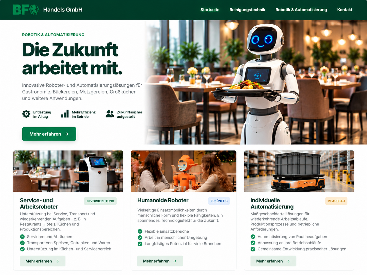 BFG Robotik und Automatisierung mit humanoidem Serviceroboter